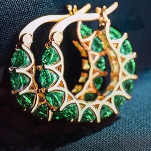 Green and gold titanium earrings new
